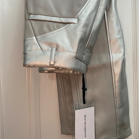 Silver vegan leather metallic trousers (SOLD ON DEPOP) - Picture 4 of 4